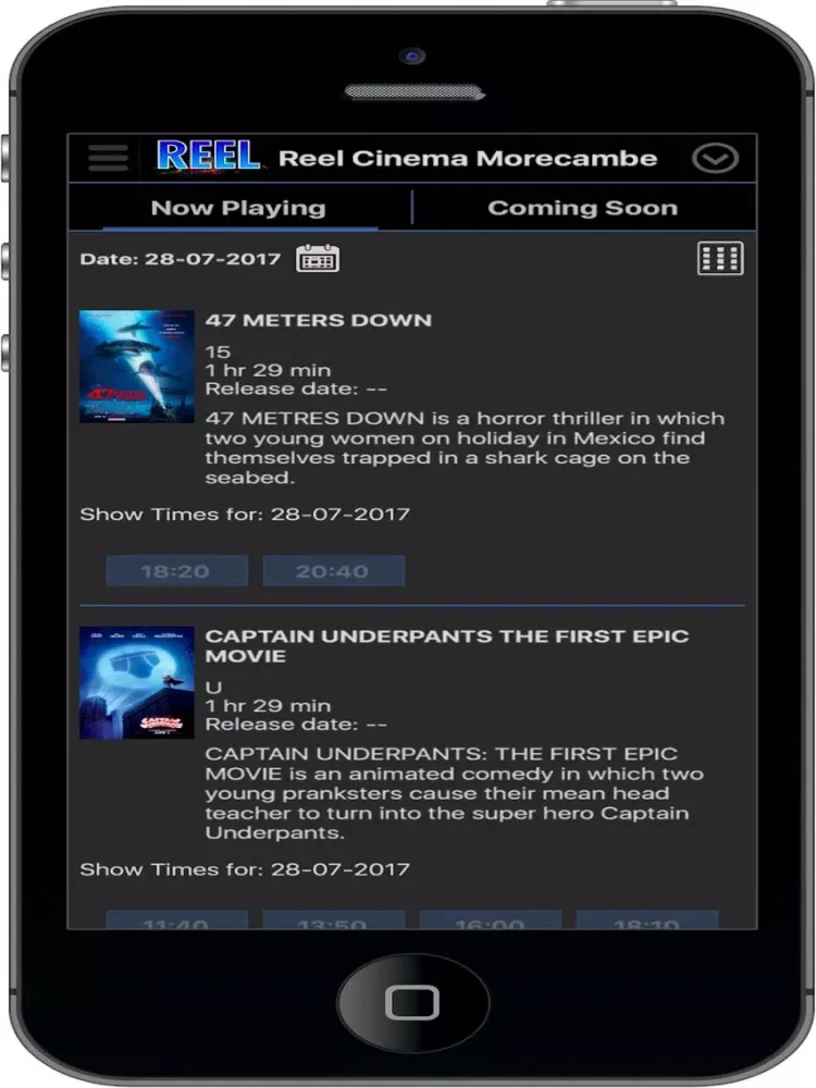 Capturas de tela do REEL Cinemas UK iPad 