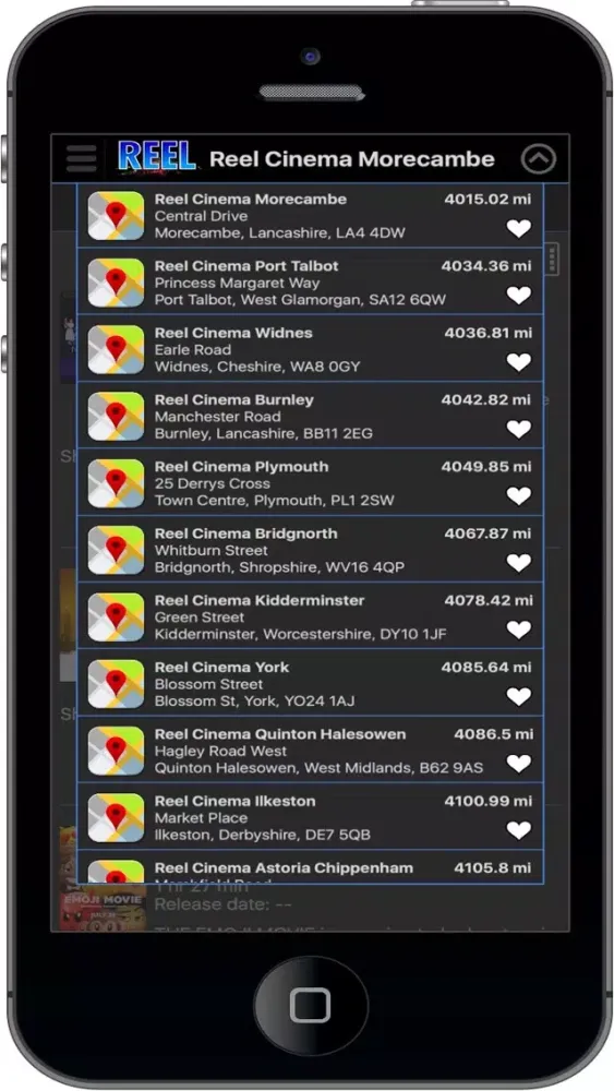 Capturas de tela do REEL Cinemas UK