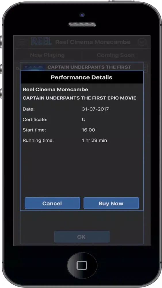 Capturas de tela do REEL Cinemas UK