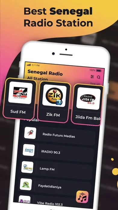 Senegal Radio Stations Live FM Ekran Görüntüleri
