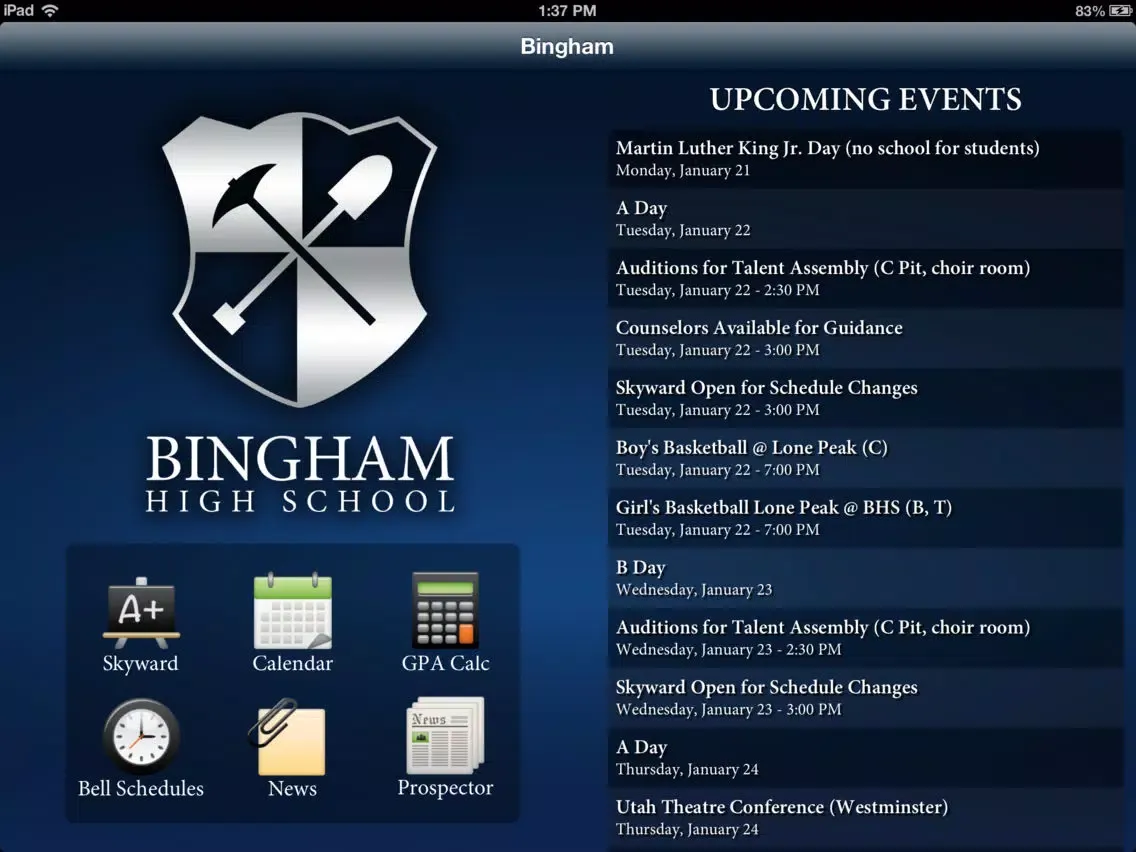 Capturas de pantalla de Bingham High School iPad 