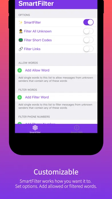 Скриншоты SmartFilter for SMS