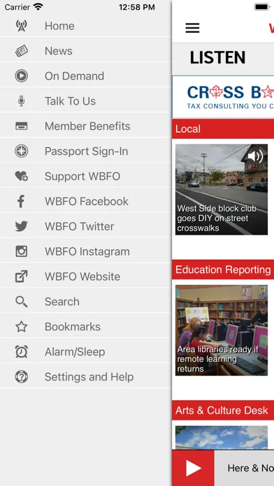 Capturas de pantalla de WBFO 88.7