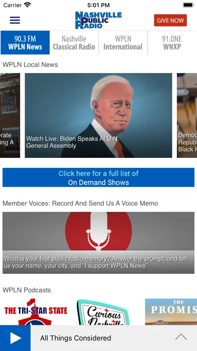 Скриншоты The Nashville Public Radio App