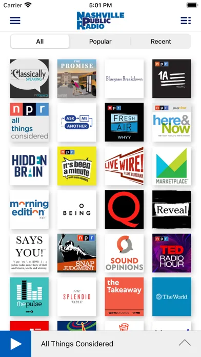 Скриншоты The Nashville Public Radio App