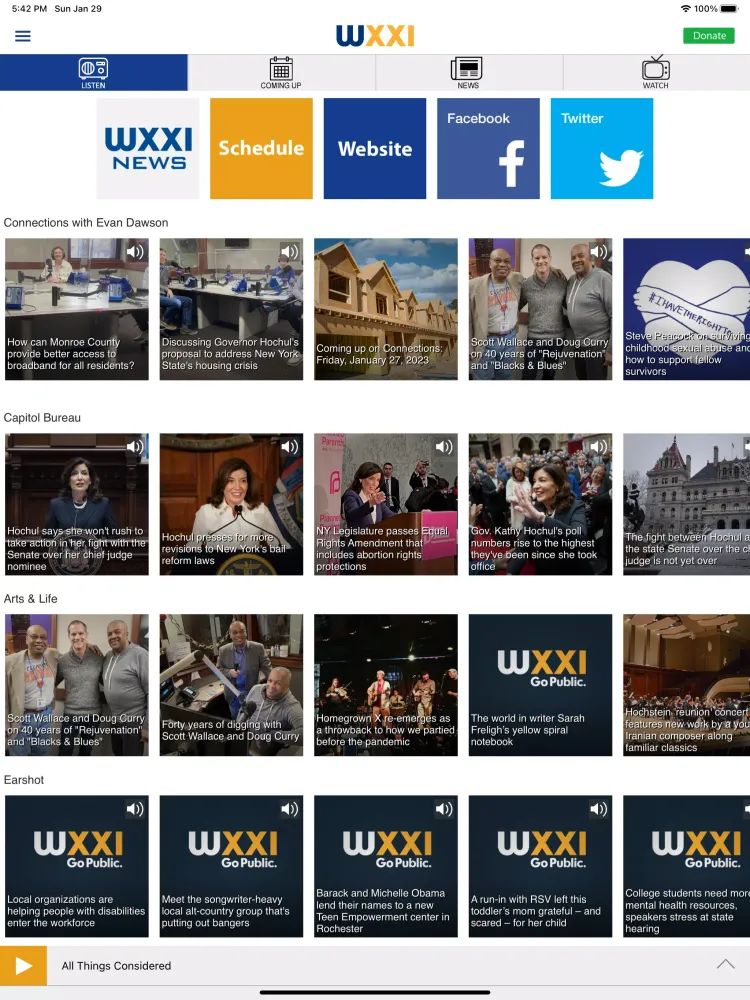 Capturas de tela do WXXI