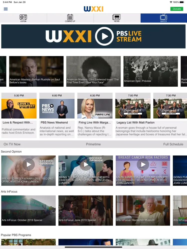 Capturas de tela do WXXI