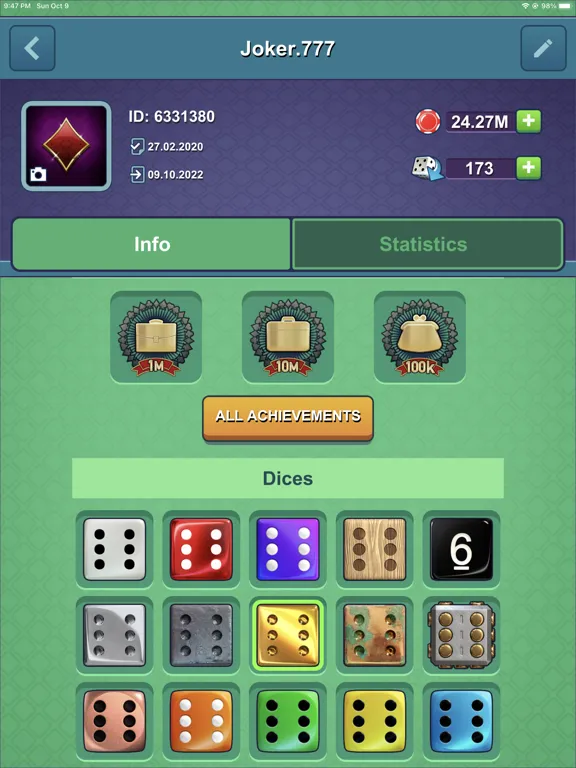 Capturas de pantalla de Dice-n-Roll online Yatzy iPad 