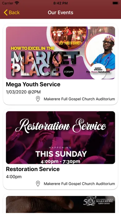 Captures d'écran de Makerere Full Gospel Church