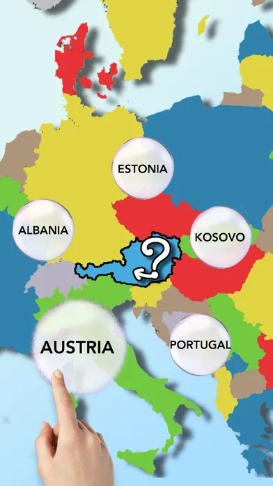 Ảnh chụp màn hình của EUROPE Bubbles: Countries and Capital Cities Quiz