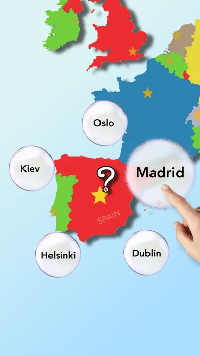 Ảnh chụp màn hình của EUROPE Bubbles: Countries and Capital Cities Quiz