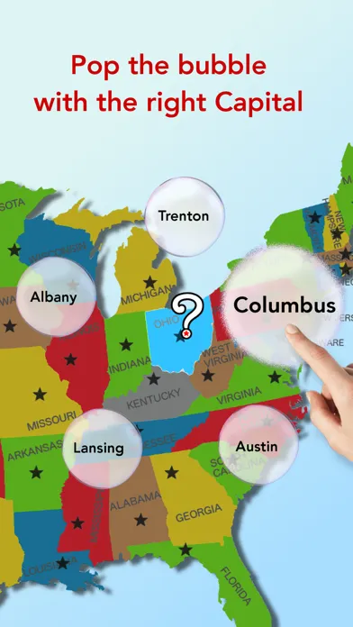 Capturas de pantalla de U.S. bubbles lite: US map quiz