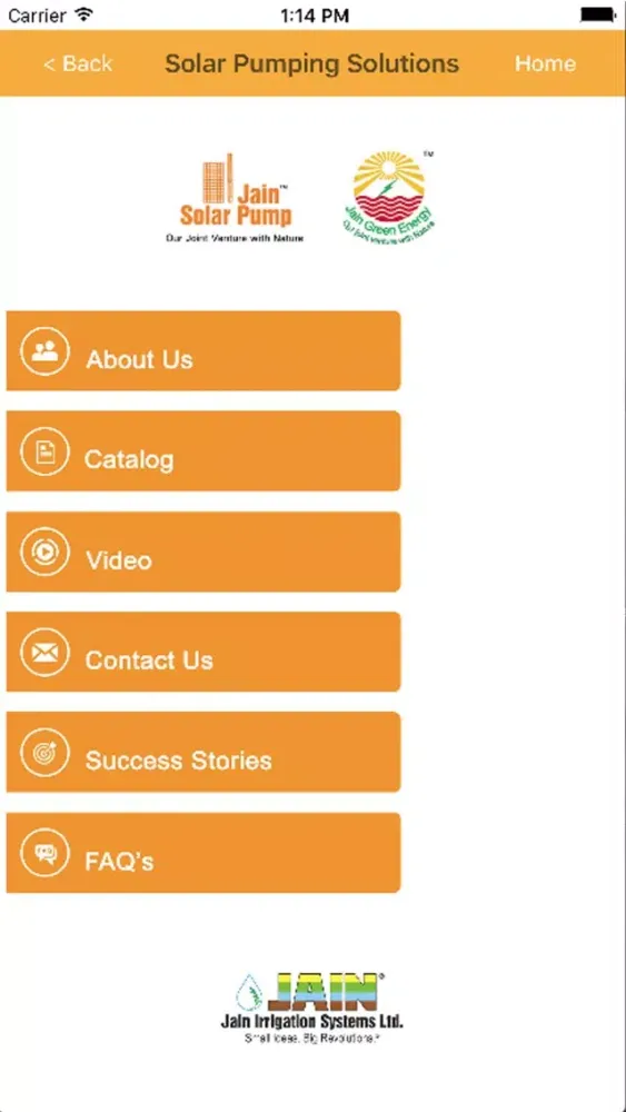 Screenshot di Jain Solar Pumping Solutions