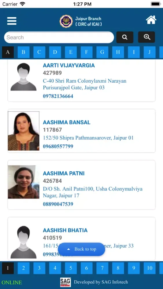 Capturas de tela do Jaipur Branch ( CIRC of ICAI )