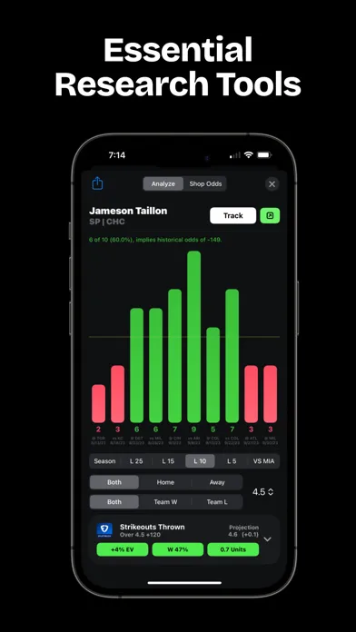 Screenshot di Optimal: +EV Picks & Analysis