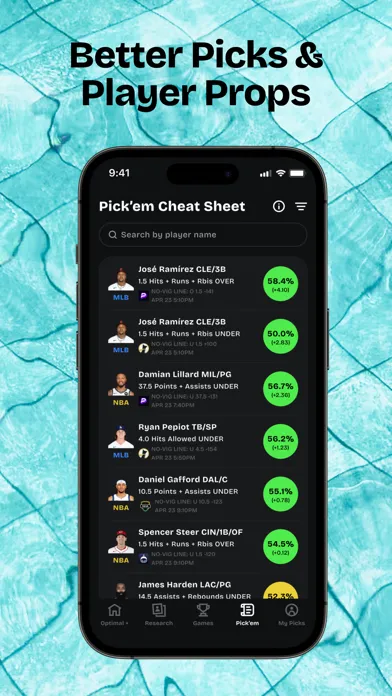 Screenshot di Optimal: +EV Picks & Analysis