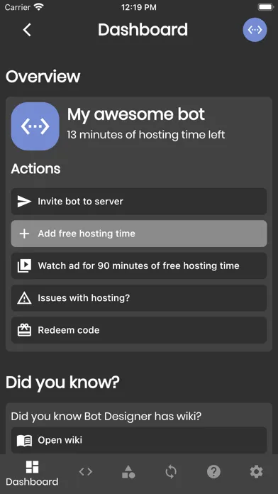 ภาพหน้าจอของ Bot Designer For Discord