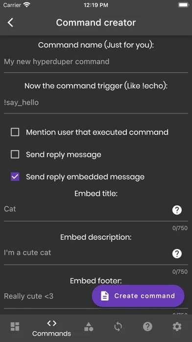 ภาพหน้าจอของ Bot Designer For Discord