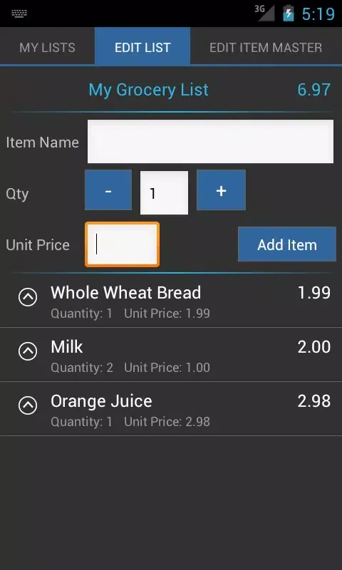Shopping List Lite Screenshots