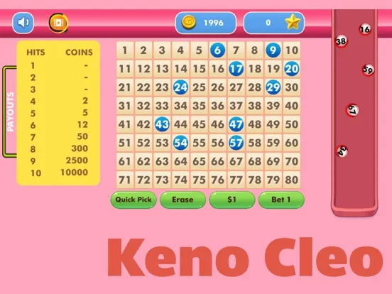 Keno Cleo - Classic Keno game iPad 应用截图