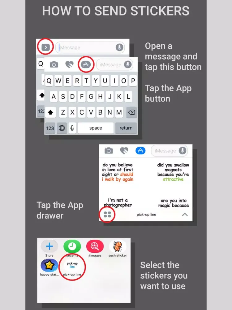Capturas de pantalla de Pick-up Line Stickers for iMessage iPad 