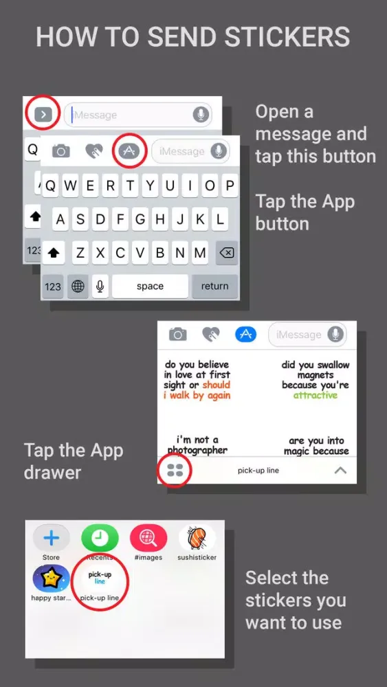 Capturas de pantalla de Pick-up Line Stickers for iMessage