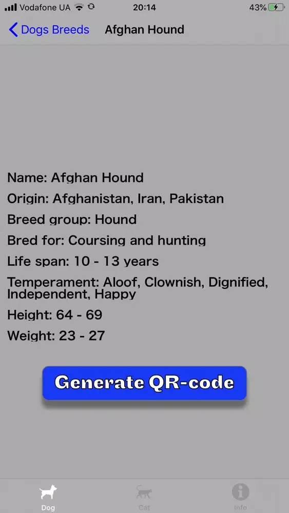 Tangkapan skrin Petcode: QR-code of Pet