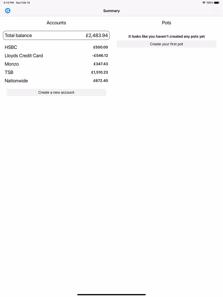 Tangkapan layar Savings Planner iPad 