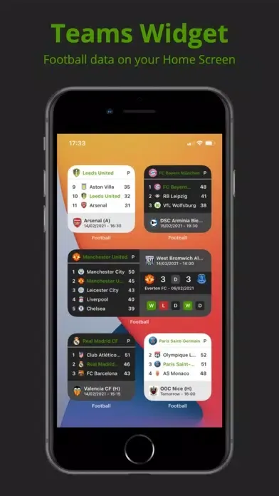 ภาพหน้าจอของ Teams - Soccer Widget