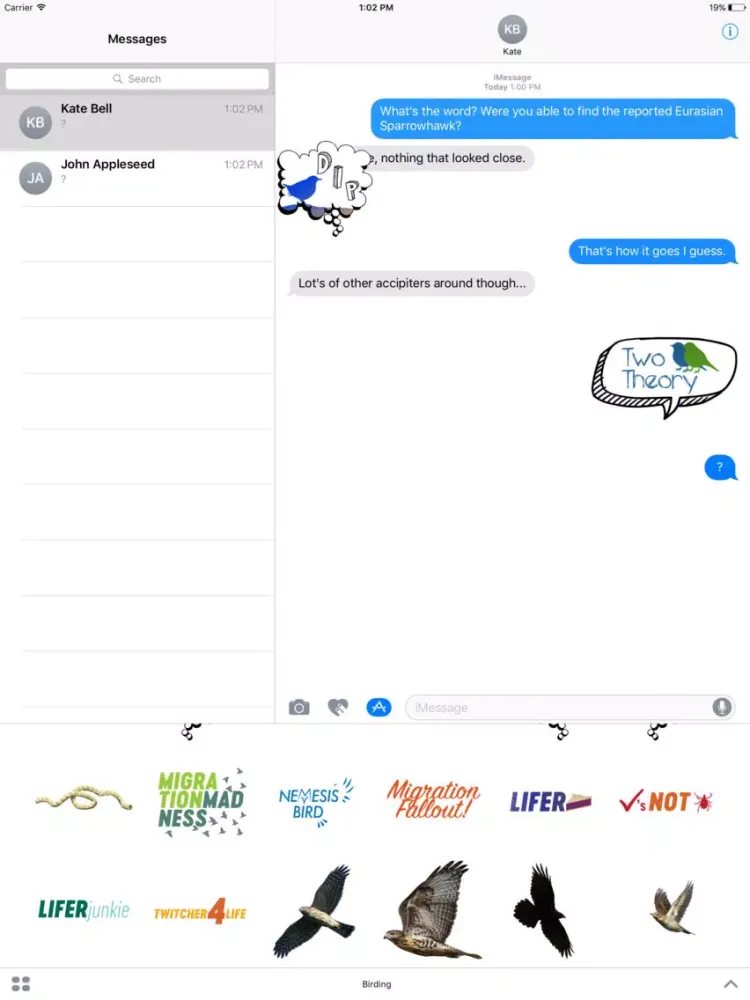 Tangkapan layar Birding Sticker Pack iPad 