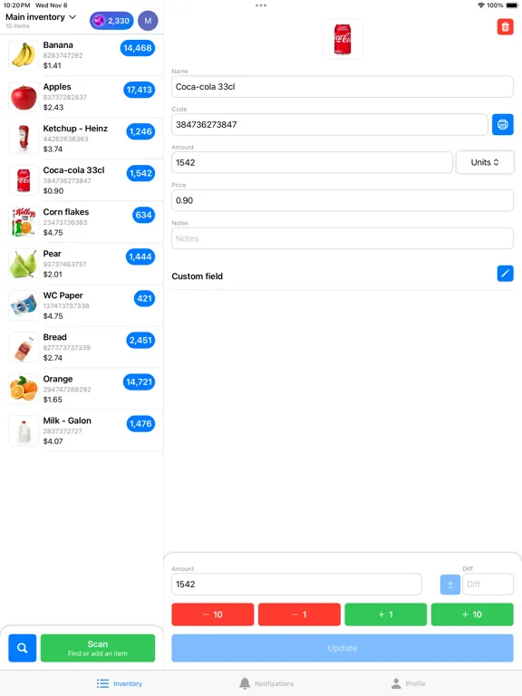 Скриншоты Inventory - QR, Barcode iPad 