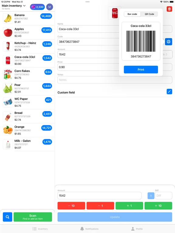 Скриншоты Inventory - QR, Barcode iPad 