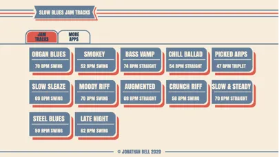 Tangkapan layar Slow Blues Guitar Jam Tracks