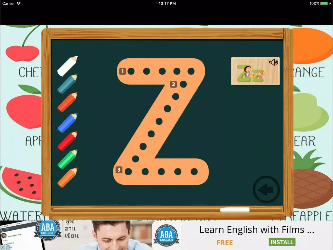 Fruit English Alphabet ABC Kids Writing Learn Easy iPad  سکرین شاٹس