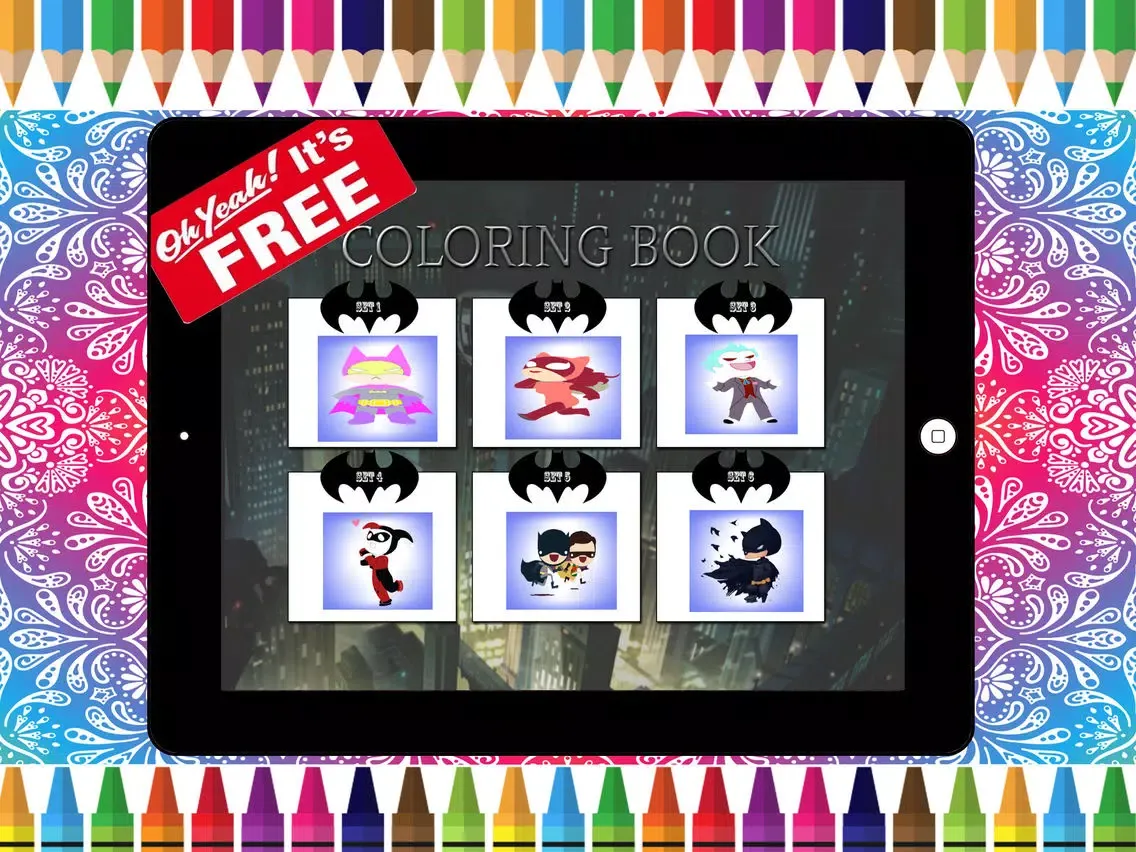 Coloring Book For Batman Free Games Kids Paint iPad  Screenshots