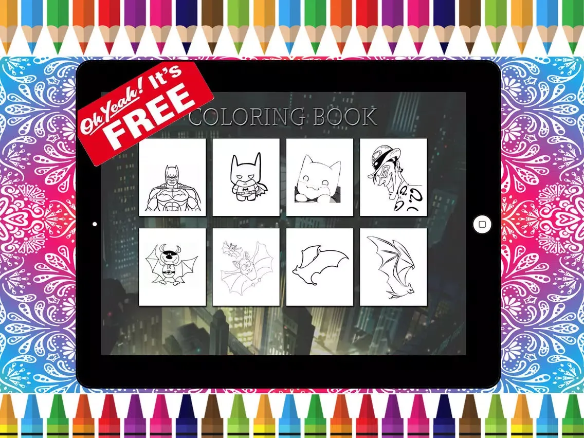 Coloring Book For Batman Free Games Kids Paint iPad  Screenshots