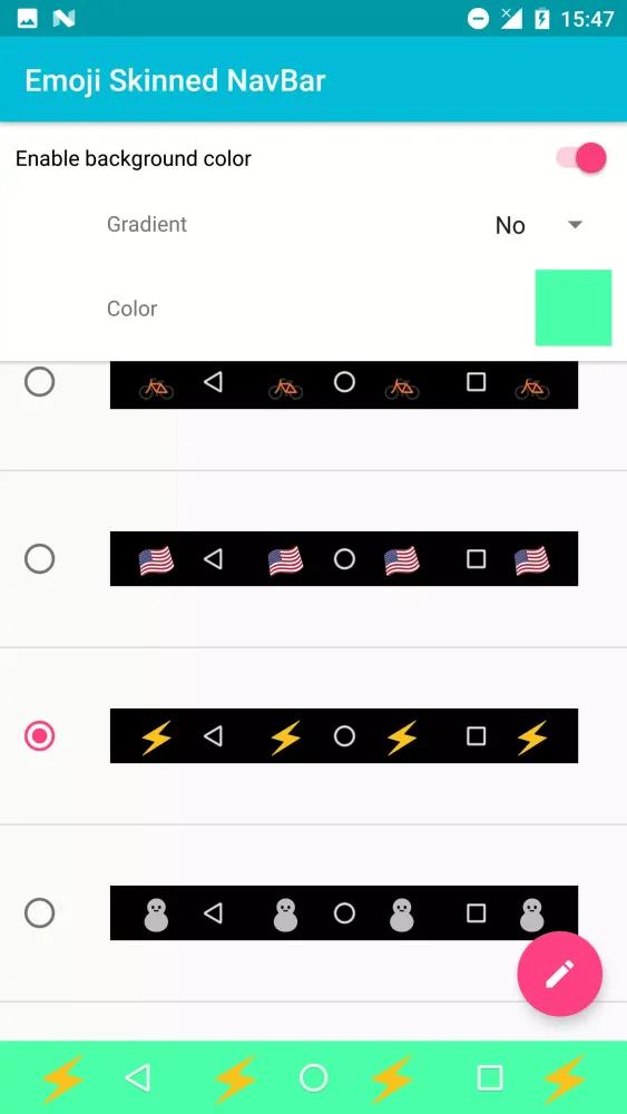 Capturas de pantalla de Emoji Color NavBar
