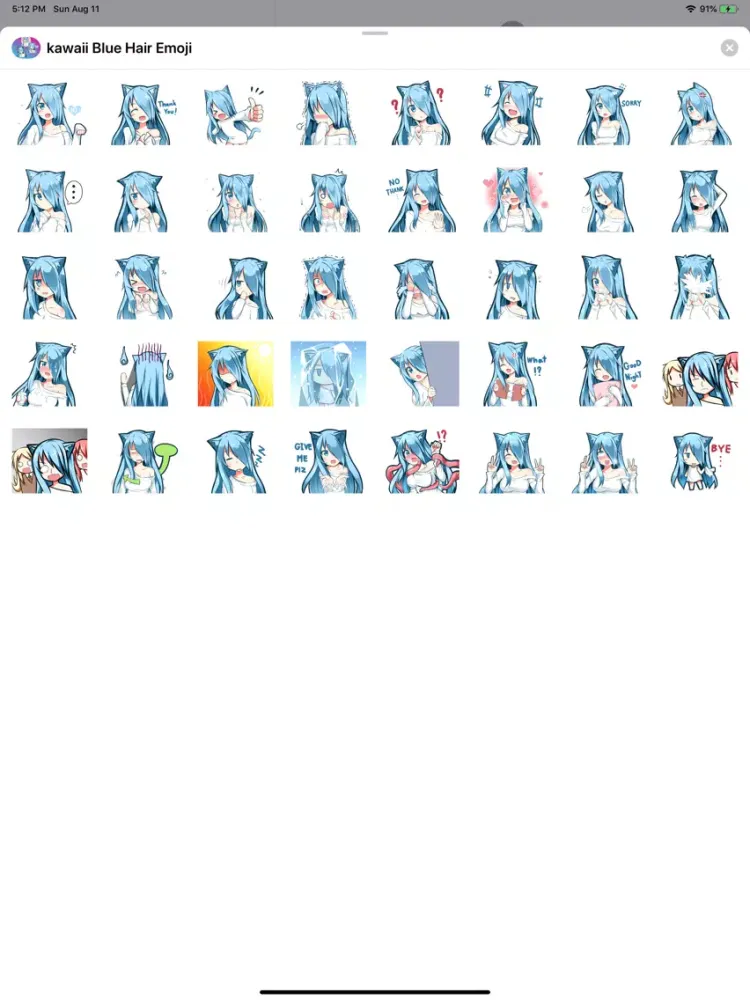 kawaii Blue Hair Emoji Sticker iPad  Screenshots