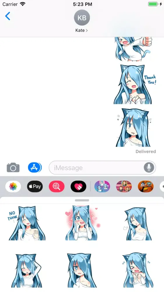 kawaii Blue Hair Emoji Sticker Screenshots