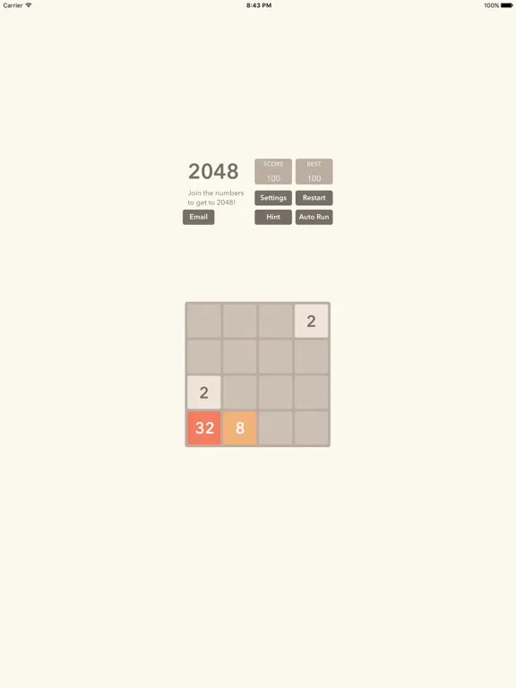 2048 tile number puzzle math game iPad 应用截图