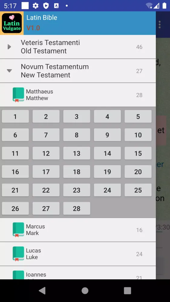 Latin English Vulgate Bible Screenshots