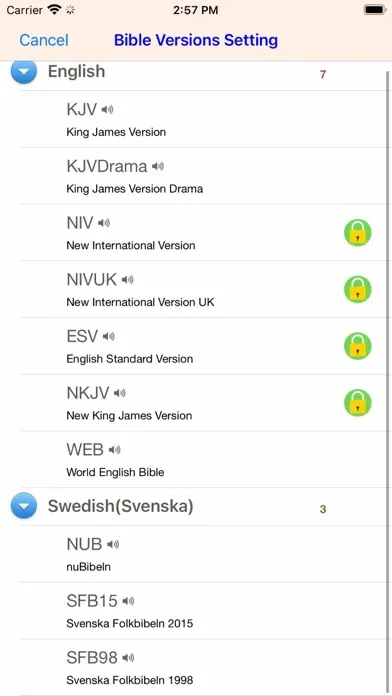 Tangkapan skrin Swedish Finnish English Bible
