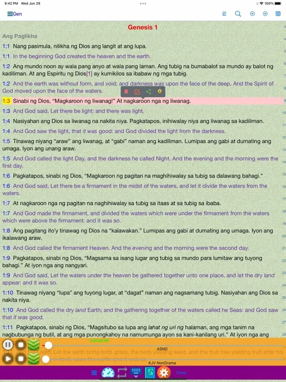 Filipino Tagalog-English Bible iPad  Screenshots