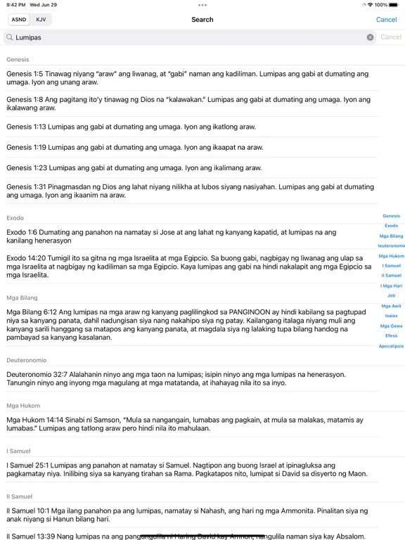 Filipino Tagalog-English Bible iPad  Screenshots