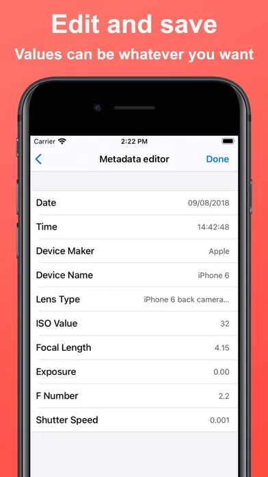 Capturas de tela do Exif Metadata Editor - Images