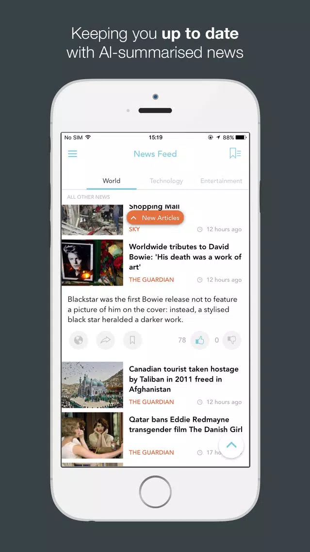 Ảnh chụp màn hình của JarvisNews - AI Summarized News & Stories