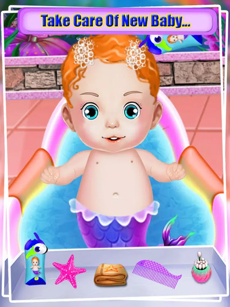 Captures d'écran de Mermaid Baby Care - Baby Born Dress Up Makeup and Spa with Mermaid World iPad 