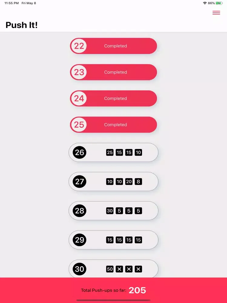 ภาพหน้าจอของ Push It: 30 Days of Push Ups iPad 