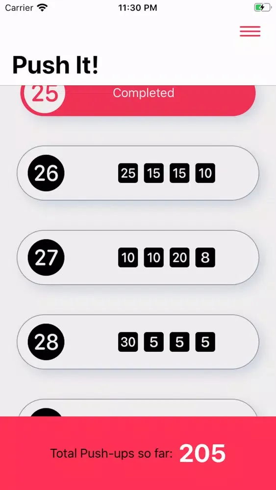 ภาพหน้าจอของ Push It: 30 Days of Push Ups