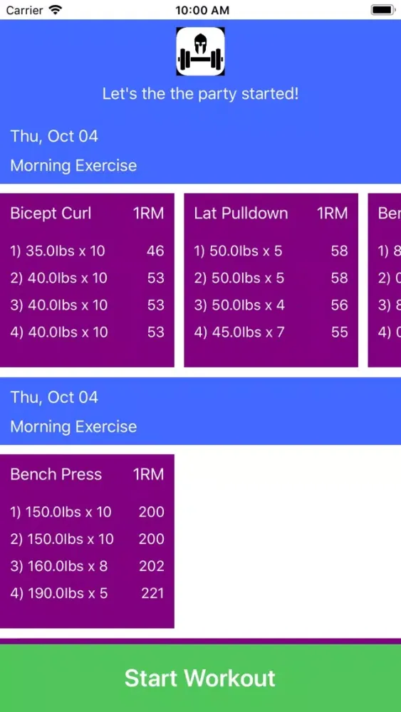 Ảnh chụp màn hình của Workout Progress Tracker